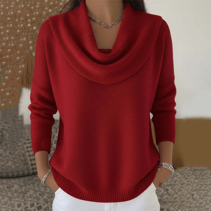 Mirelia - Drapierter Wasserfallkragen-Pullover