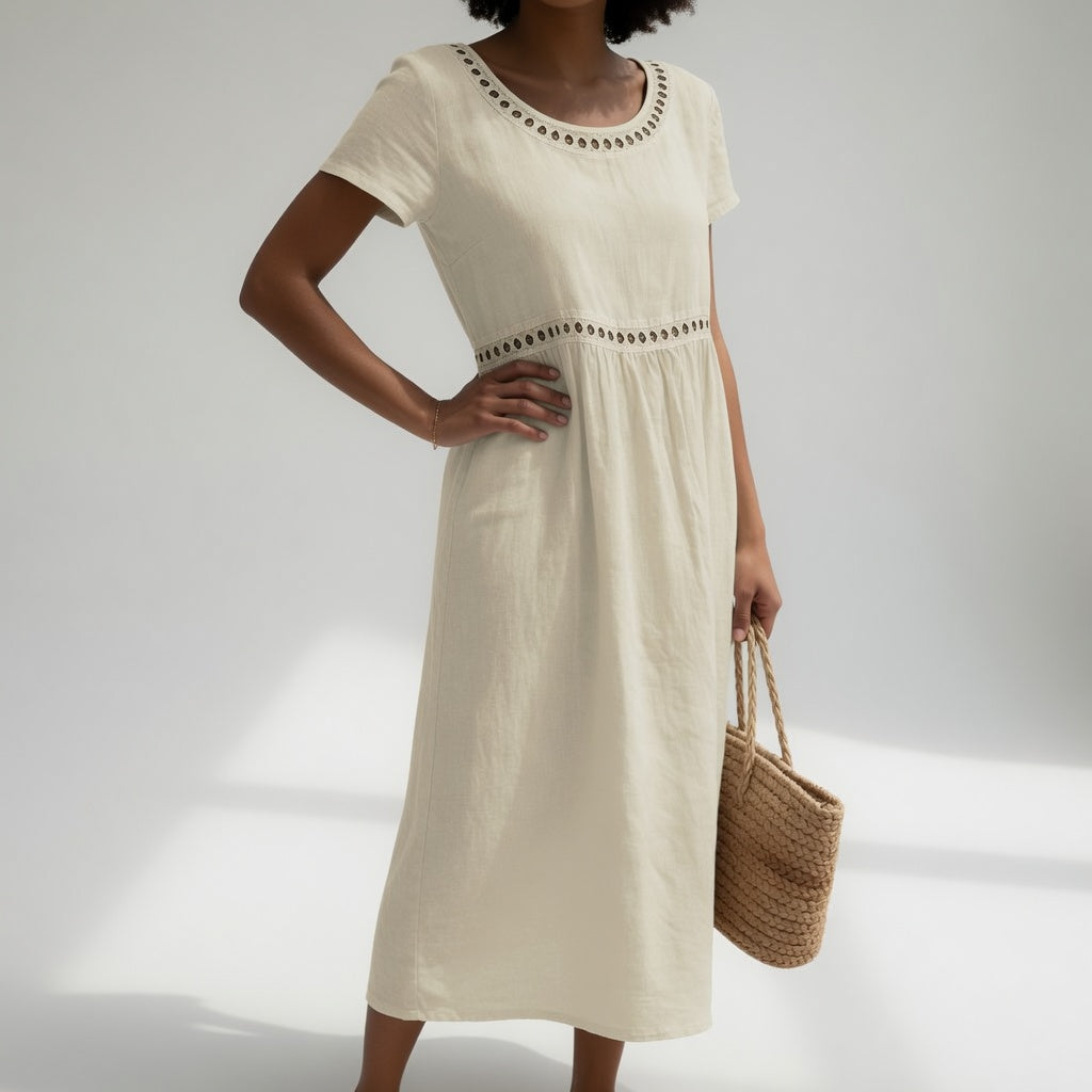 Ysoline - Besticktes Soft-Touch-Midikleid