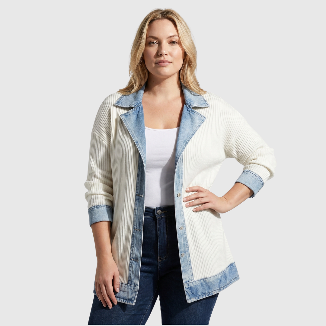 Juliette - Strickjacke mit Denim-Besatz