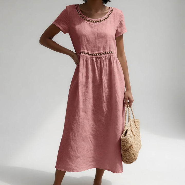 Ysoline - Besticktes Soft-Touch-Midikleid