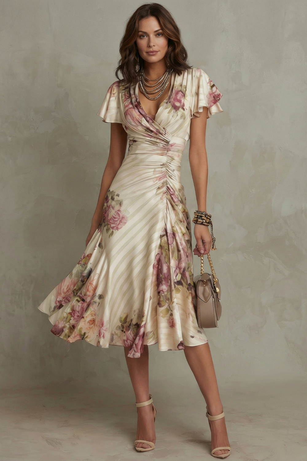 Jessamine - Luxuriöses Wickelkleid in Midi-Länge