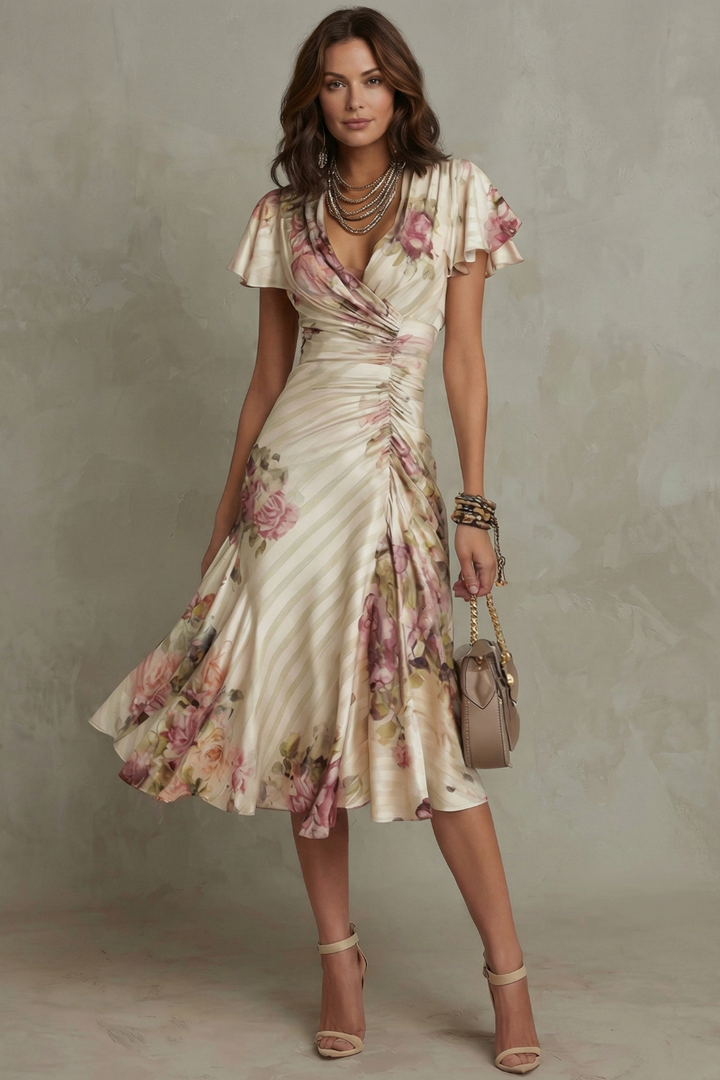 Jessamine - Luxuriöses Wickelkleid in Midi-Länge