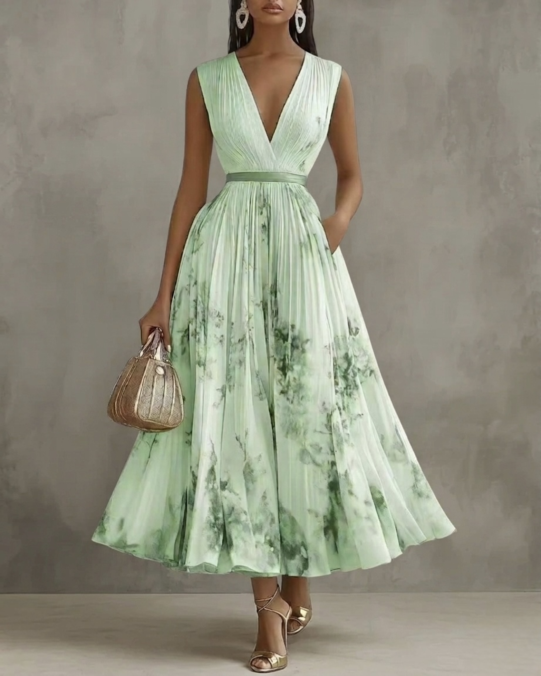 Nadia - Florales plissiertes Midikleid