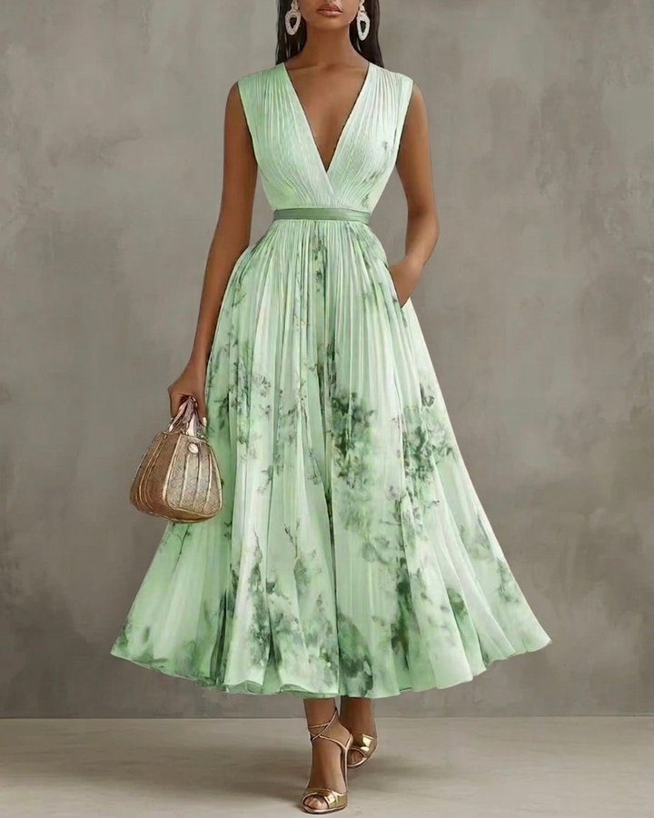 Nadia - Florales plissiertes Midikleid