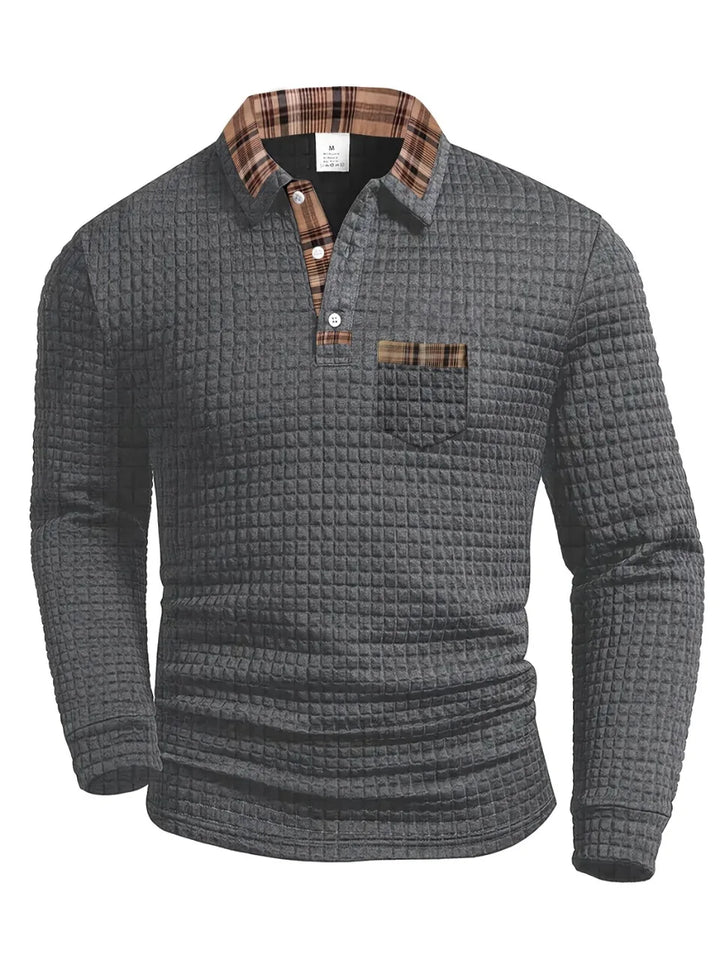 Arlen - Kariertes Langarm-Poloshirt mit Soft-Touch-Finish