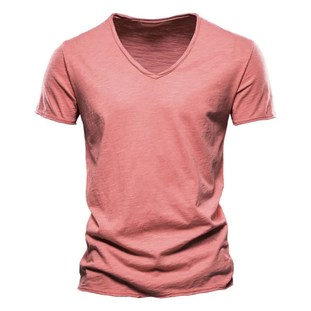 Jackson - Soft-Touch Flammgarn-T-Shirt mit V-Ausschnitt