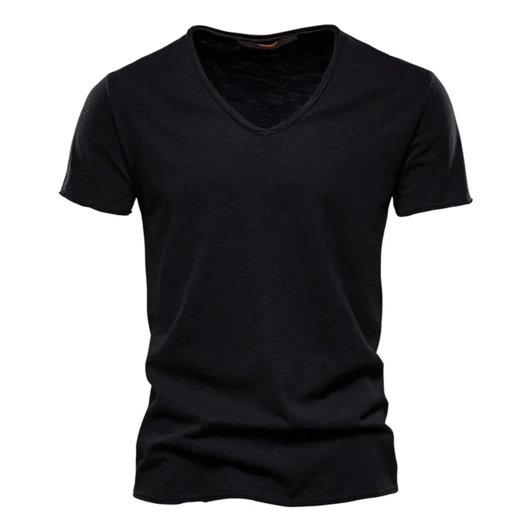 Jackson - Soft-Touch Flammgarn-T-Shirt mit V-Ausschnitt