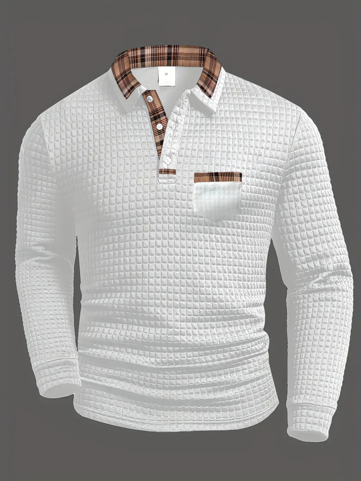 Arlen - Kariertes Langarm-Poloshirt mit Soft-Touch-Finish