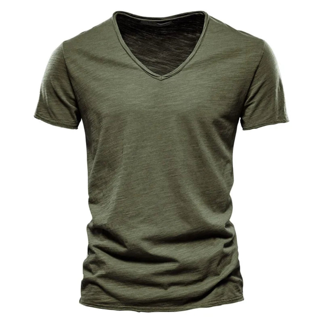 Jackson - Soft-Touch Flammgarn-T-Shirt mit V-Ausschnitt