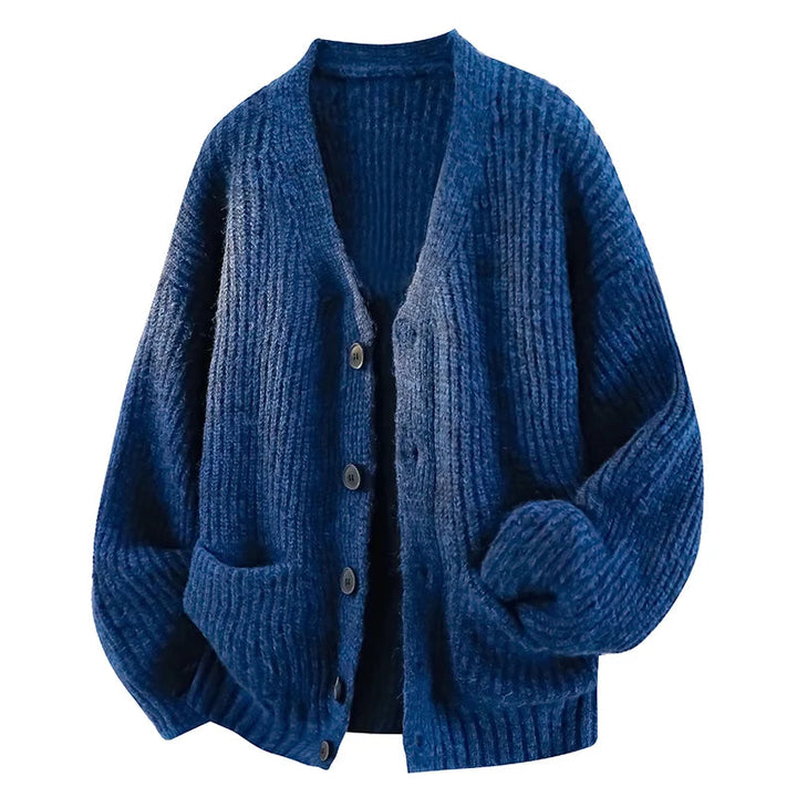 Galienne - Oversized Soft-Touch-Strickjacke mit V-Ausschnitt