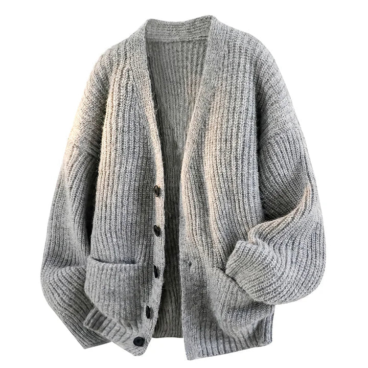 Galienne - Oversized Soft-Touch-Strickjacke mit V-Ausschnitt