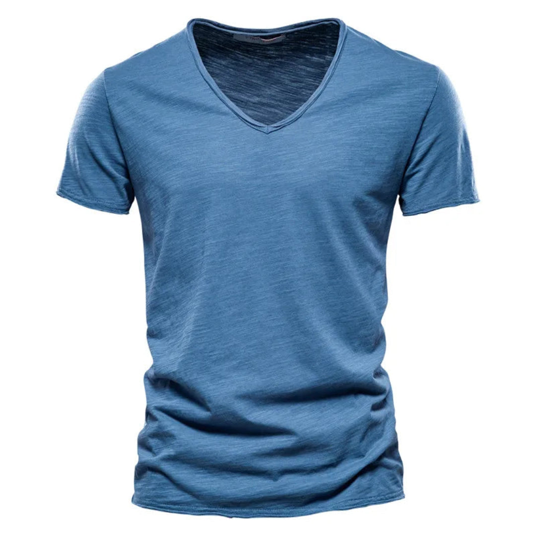 Jackson - Soft-Touch Flammgarn-T-Shirt mit V-Ausschnitt