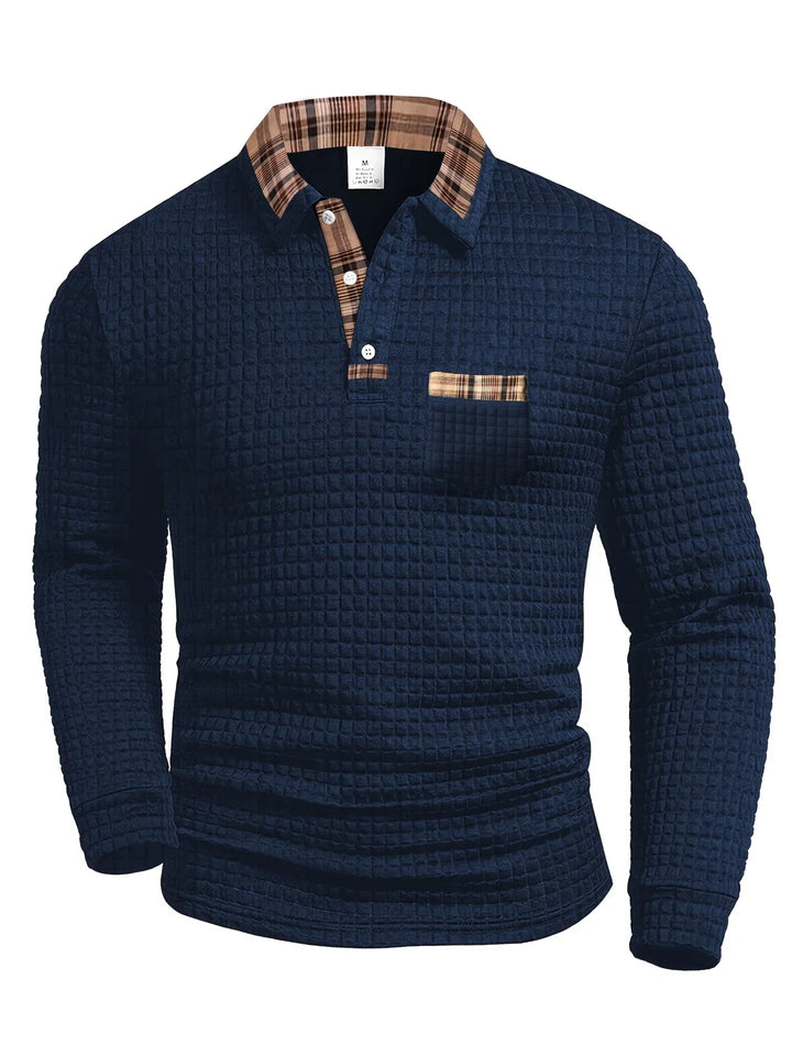 Arlen - Kariertes Langarm-Poloshirt mit Soft-Touch-Finish