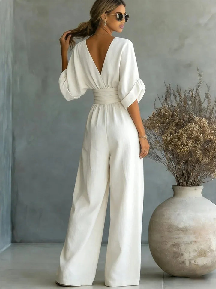 Solavie - Fließender weitbeiniger Jumpsuit