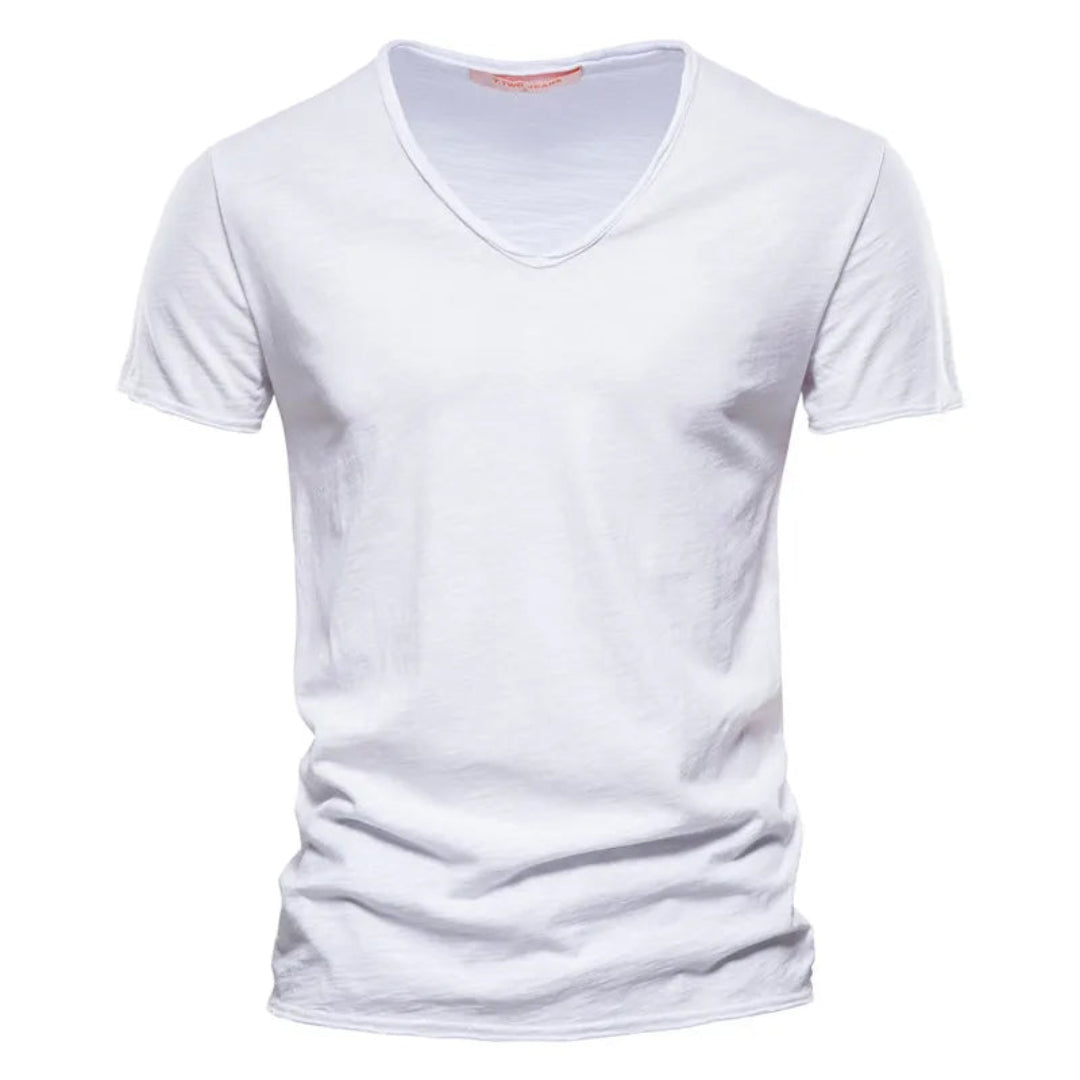 Jackson - Soft-Touch Flammgarn-T-Shirt mit V-Ausschnitt