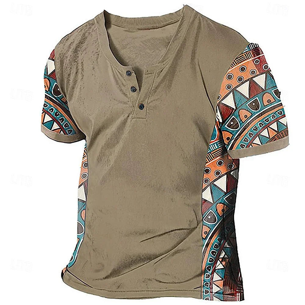 Zachary - Vintage-inspiriertes Henley-Shirt mit Tribal-Print