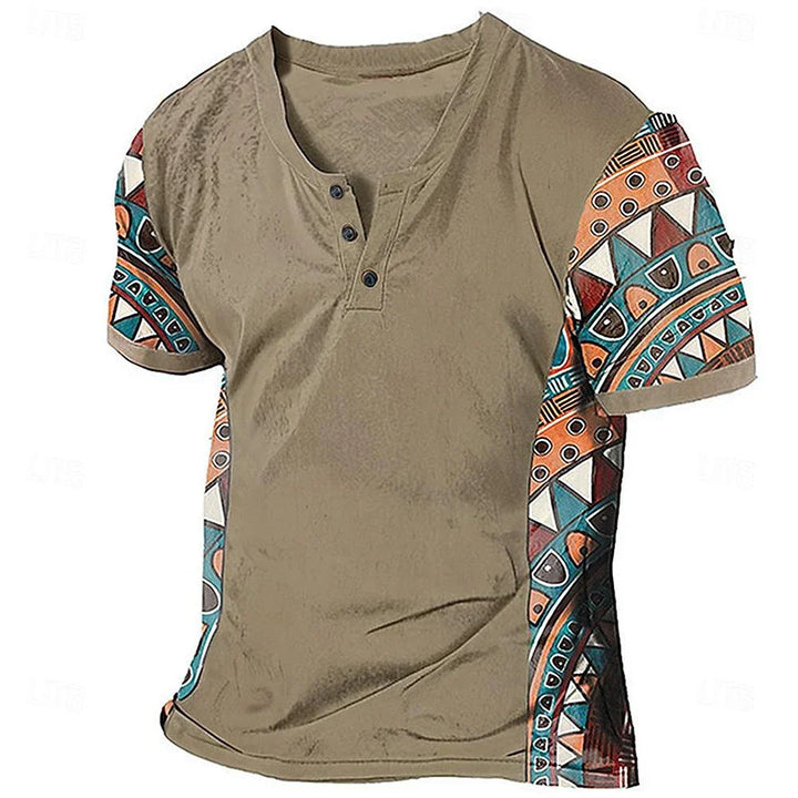 Zachary - Vintage-inspiriertes Henley-Shirt mit Tribal-Print