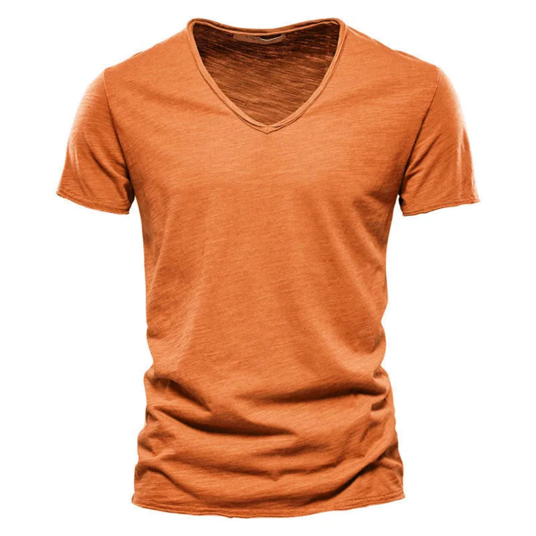 Jackson - Soft-Touch Flammgarn-T-Shirt mit V-Ausschnitt