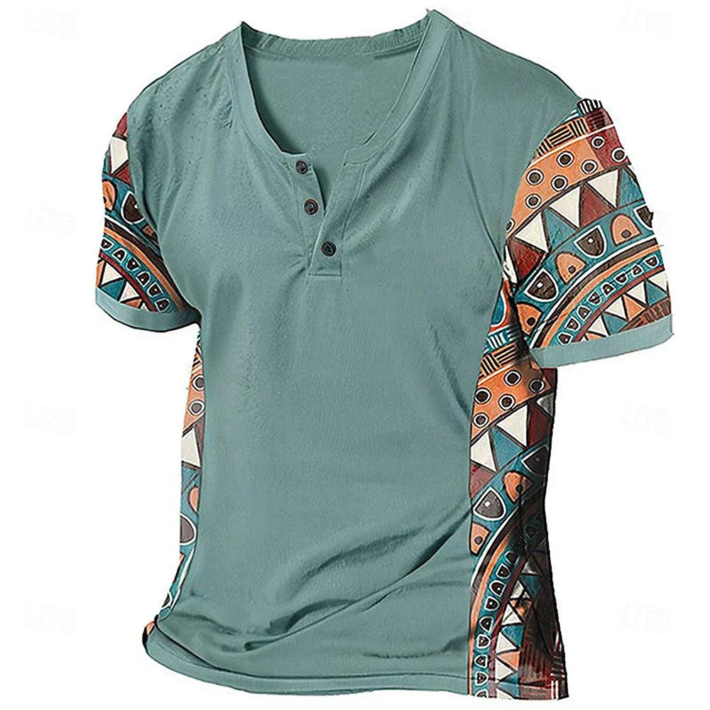 Zachary - Vintage-inspiriertes Henley-Shirt mit Tribal-Print