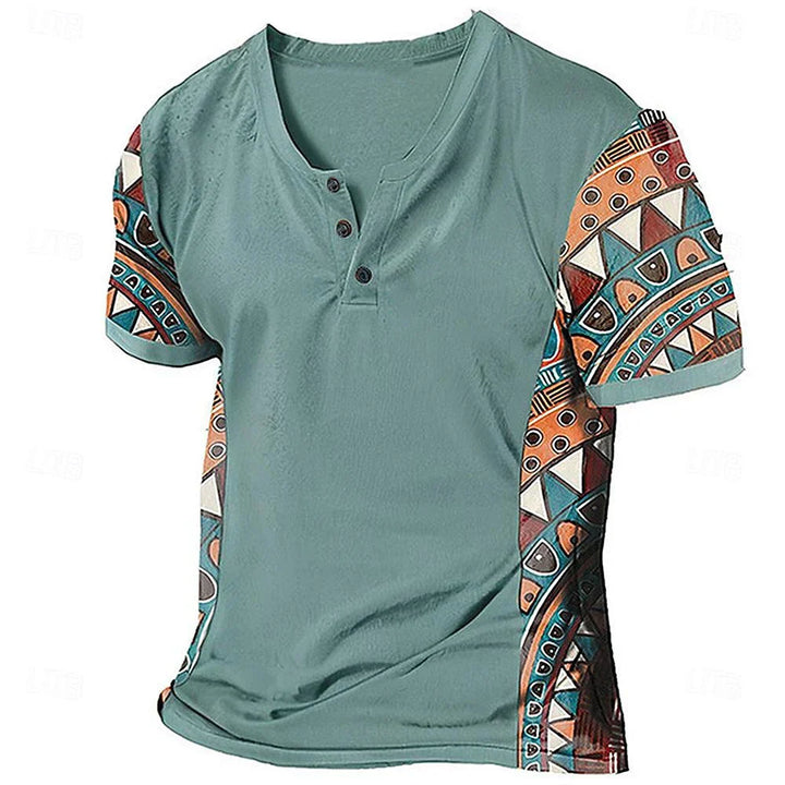 Zachary - Vintage-inspiriertes Henley-Shirt mit Tribal-Print