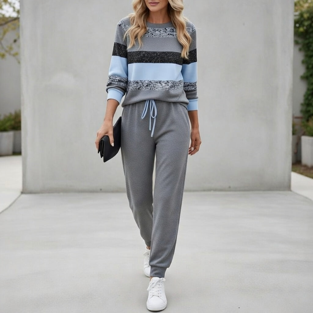 Cora - Gestreiftes Soft-Touch-Set aus Sweatshirt und Jogginghose