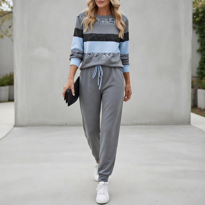 Cora - Gestreiftes Soft-Touch-Set aus Sweatshirt und Jogginghose