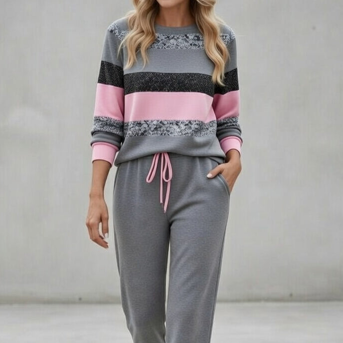 Cora - Gestreiftes Soft-Touch-Set aus Sweatshirt und Jogginghose