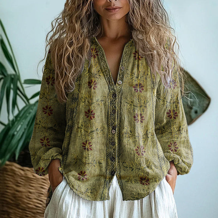 Lurellea - Bluse mit weichem Griff und Blattprint