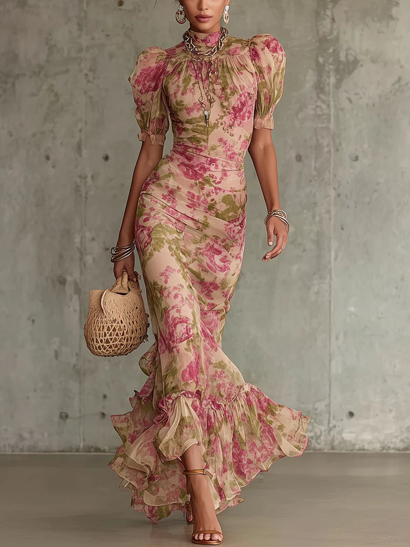 Calia - Florales Softtouch-Kleid in Meerjungfrau-Silhouette