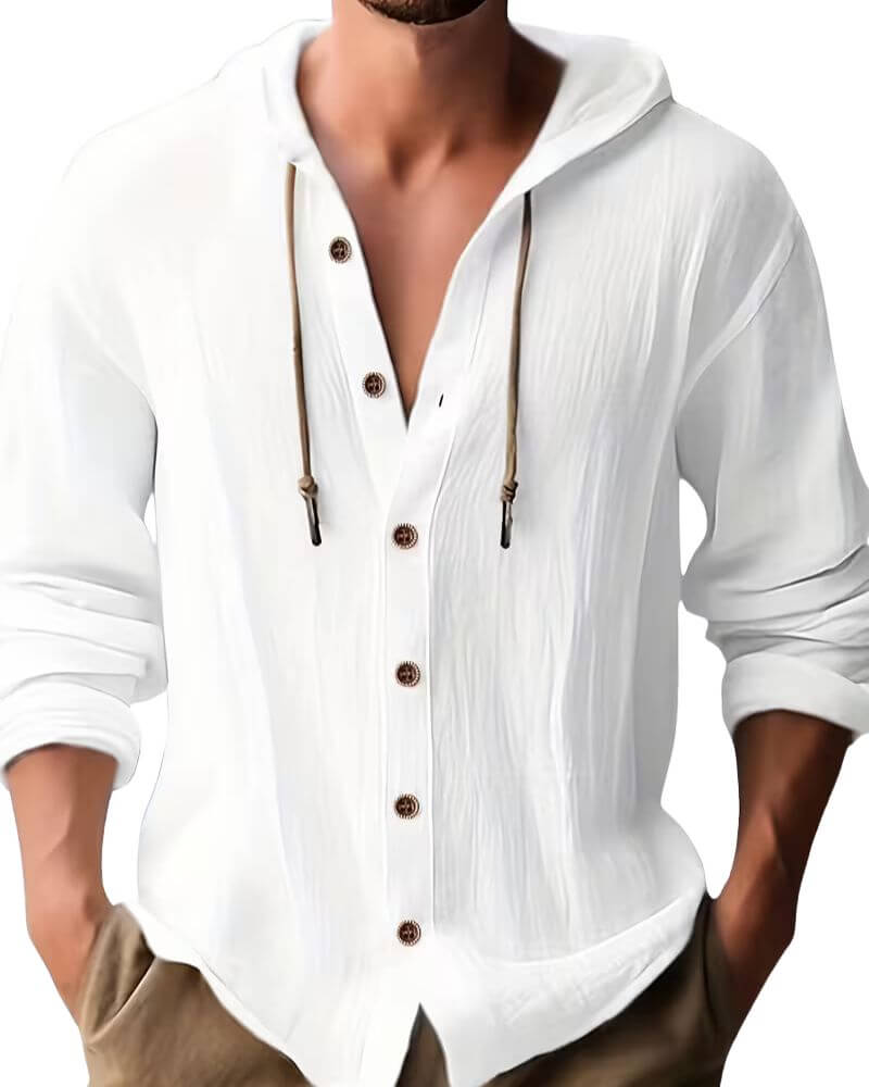 Fraser - Soft-Touch Henley-T-Shirt mit Kapuze