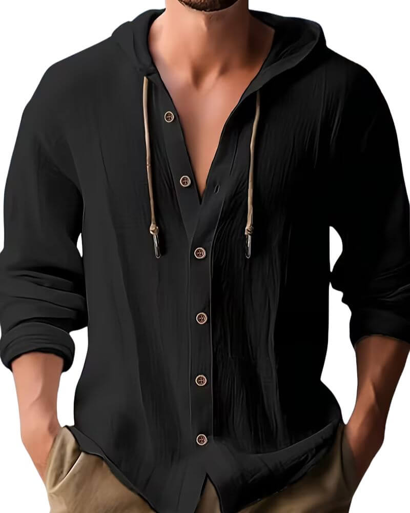 Fraser - Soft-Touch Henley-T-Shirt mit Kapuze