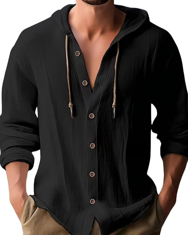 Fraser - Soft-Touch Henley-T-Shirt mit Kapuze