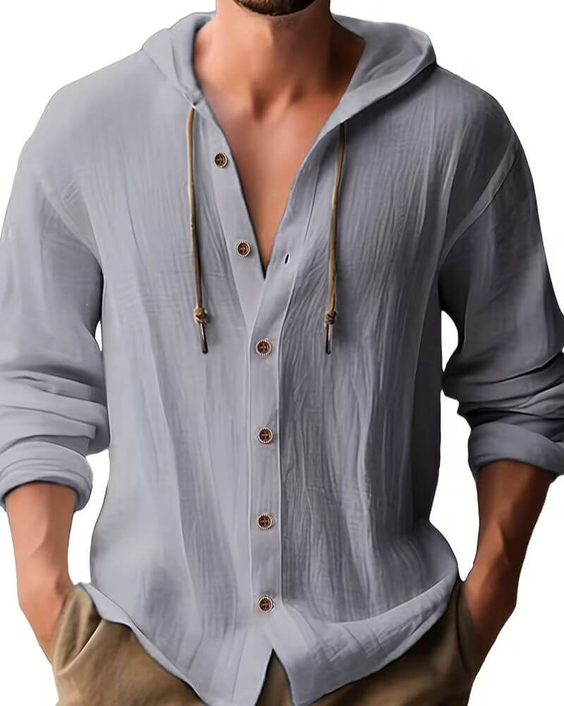 Fraser - Soft-Touch Henley-T-Shirt mit Kapuze