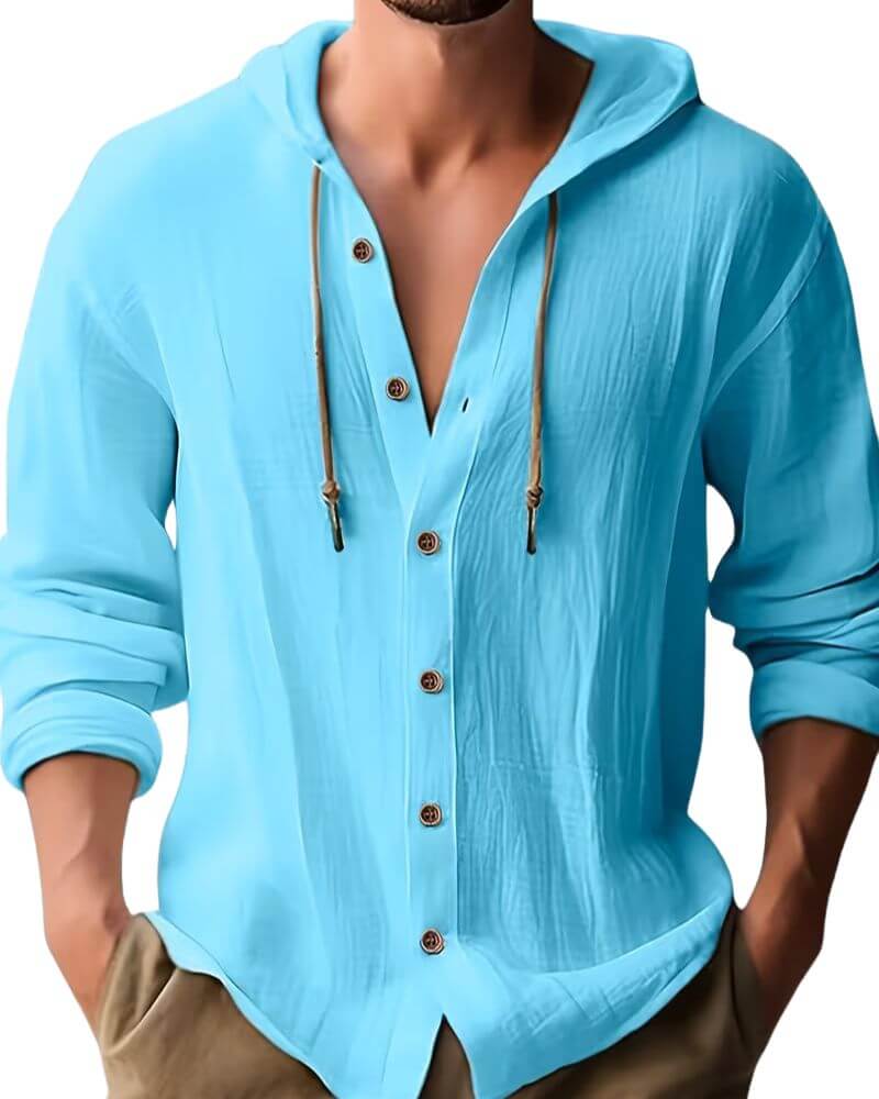 Fraser - Soft-Touch Henley-T-Shirt mit Kapuze