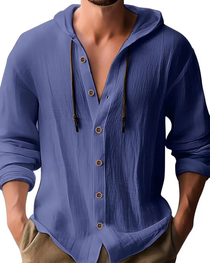 Fraser - Soft-Touch Henley-T-Shirt mit Kapuze