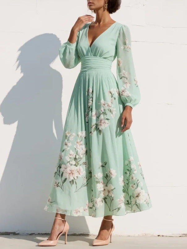 Maribel - Soft-Touch-Plisseekleid mit V-Ausschnitt