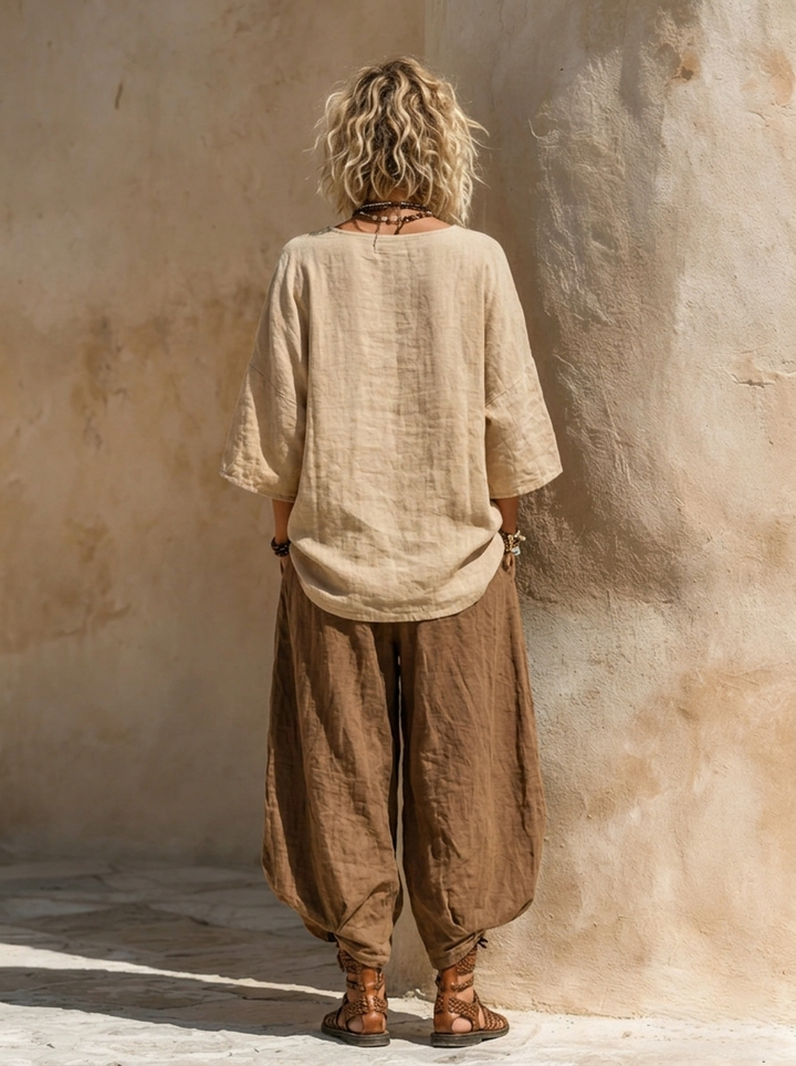Aveline - 3-teiliges Loungewear-Set aus atmungsaktivem Leinen