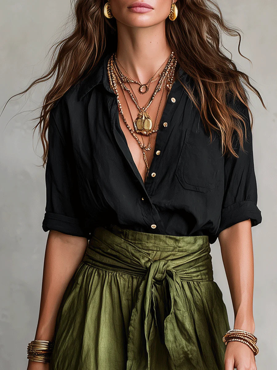 Odelia - Luxuriöses Boho-Set aus Top und Midirock