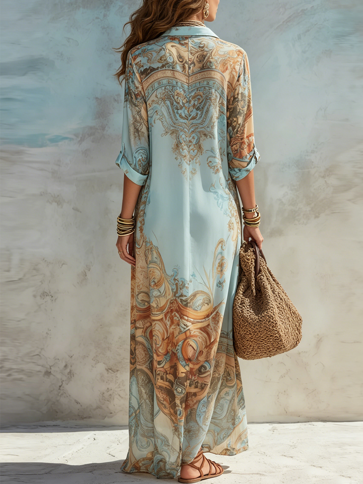 Amorette - Luftiges Maxikleid mit Hemdkragen