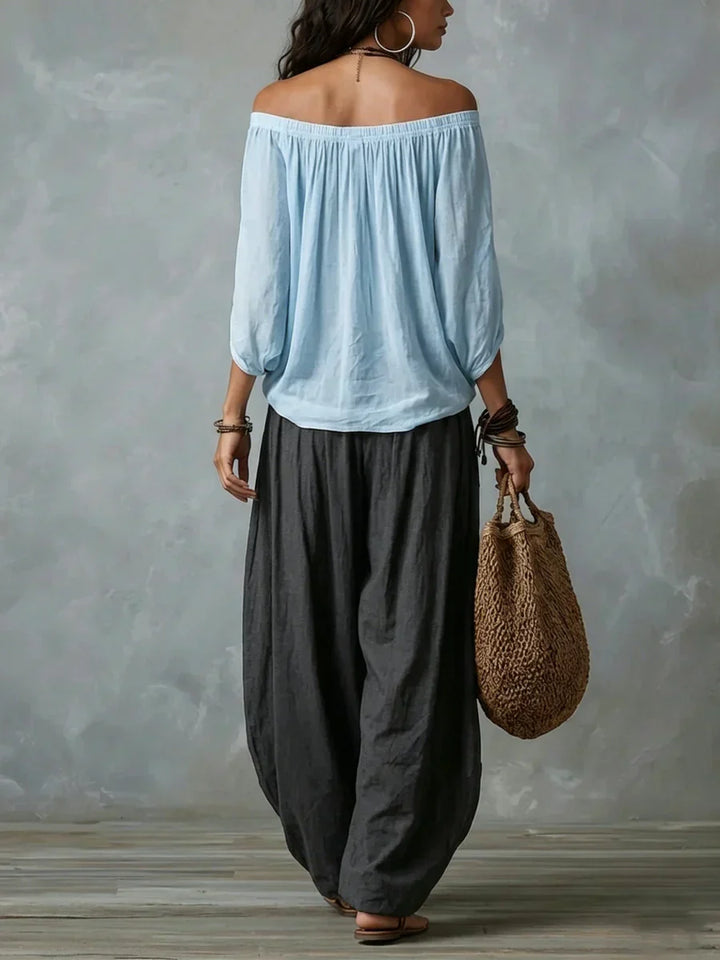 Ottavia - Zweiteiler mit Carmen-Top im Boho-Stil und Haremshose