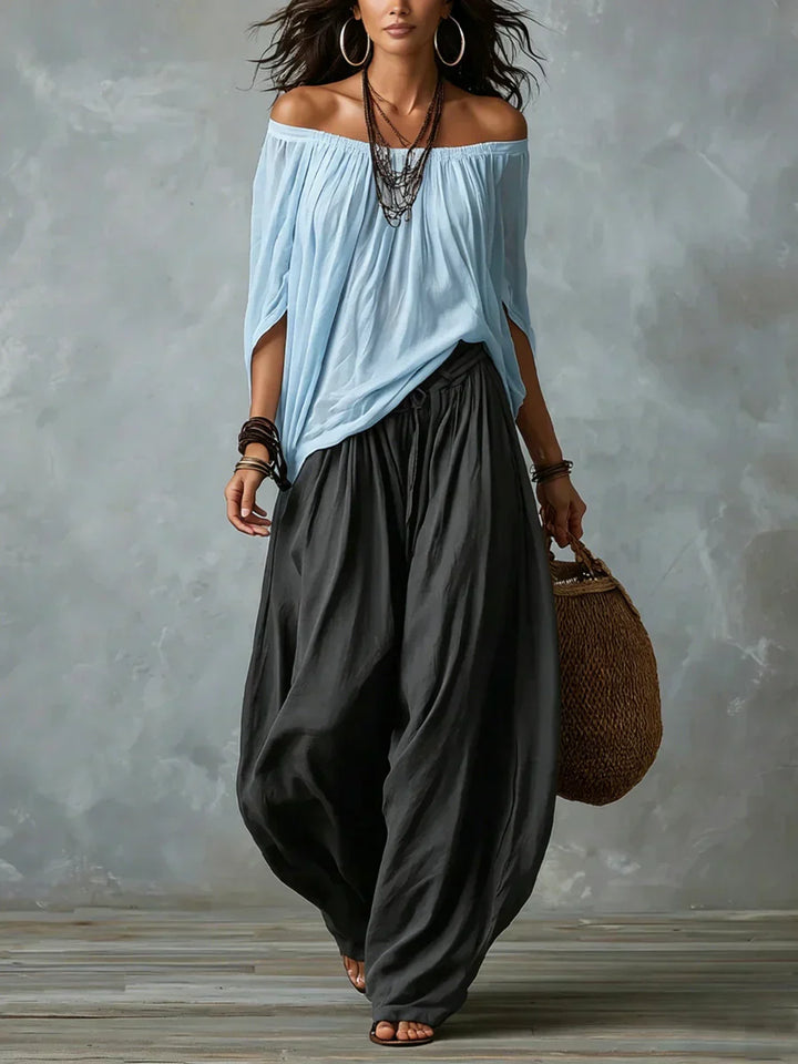 Ottavia - Zweiteiler mit Carmen-Top im Boho-Stil und Haremshose