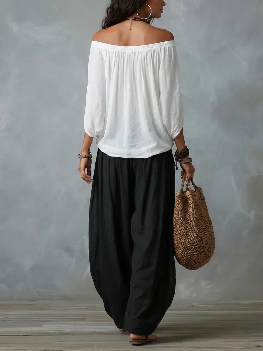 Ottavia - Zweiteiler mit Carmen-Top im Boho-Stil und Haremshose