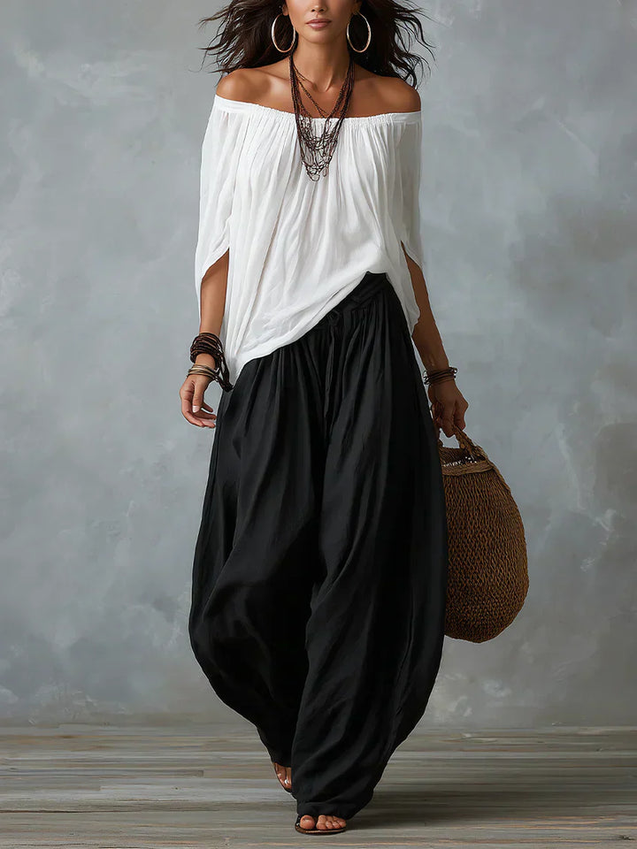 Ottavia - Zweiteiler mit Carmen-Top im Boho-Stil und Haremshose