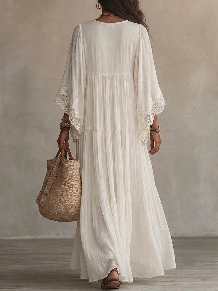 Aerinne - Luftiges plissiertes Maxikleid