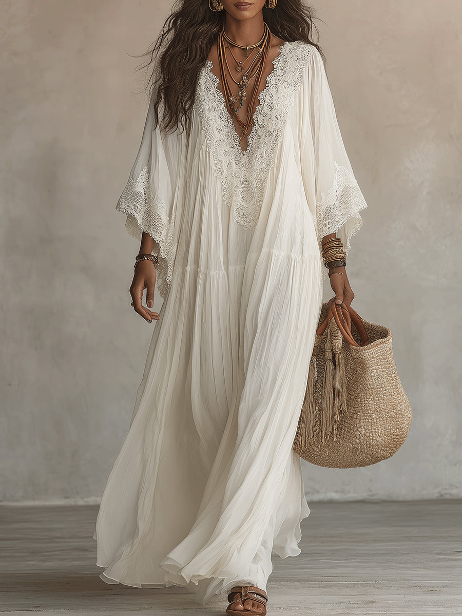 Aerinne - Luftiges plissiertes Maxikleid