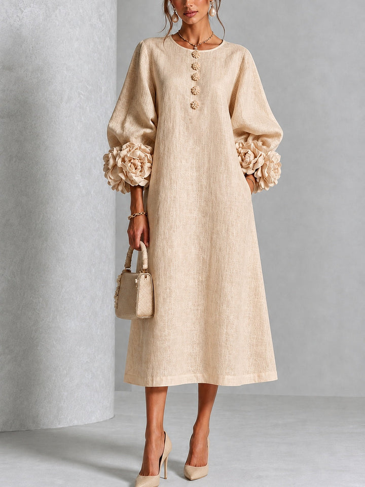 Estelora - Skulptural geschnittenes florales Midikleid