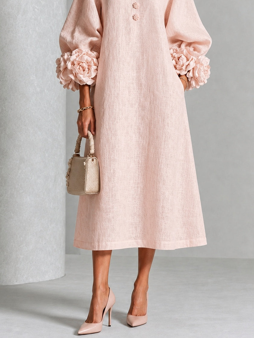 Estelora - Skulptural geschnittenes florales Midikleid
