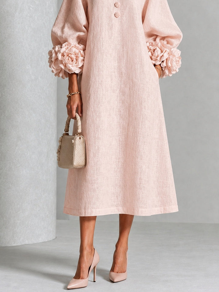 Estelora - Skulptural geschnittenes florales Midikleid