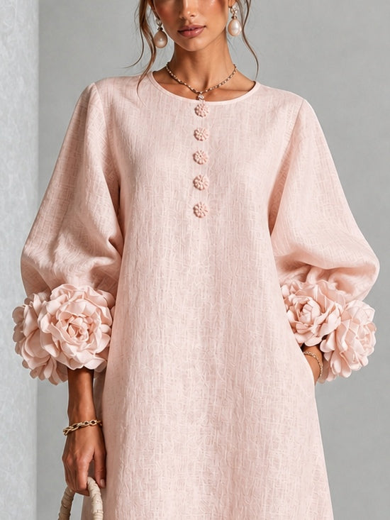 Estelora - Skulptural geschnittenes florales Midikleid