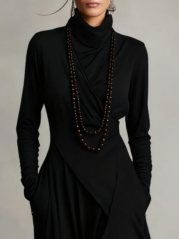 Celenora - Soft-Touch-Maxikleid mit Stehkragen